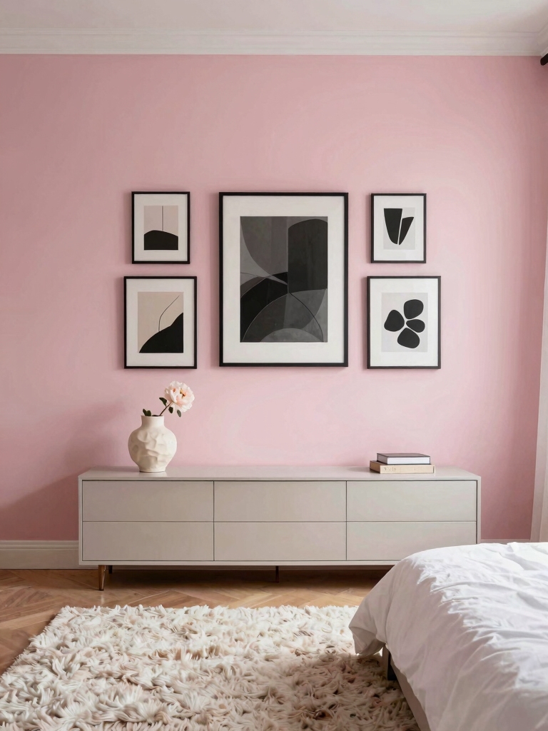 thrifty pink gallery wall
