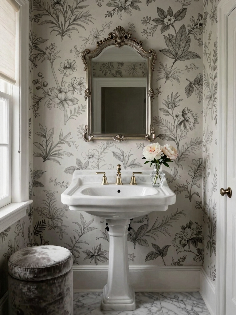 timeless toile for powder room