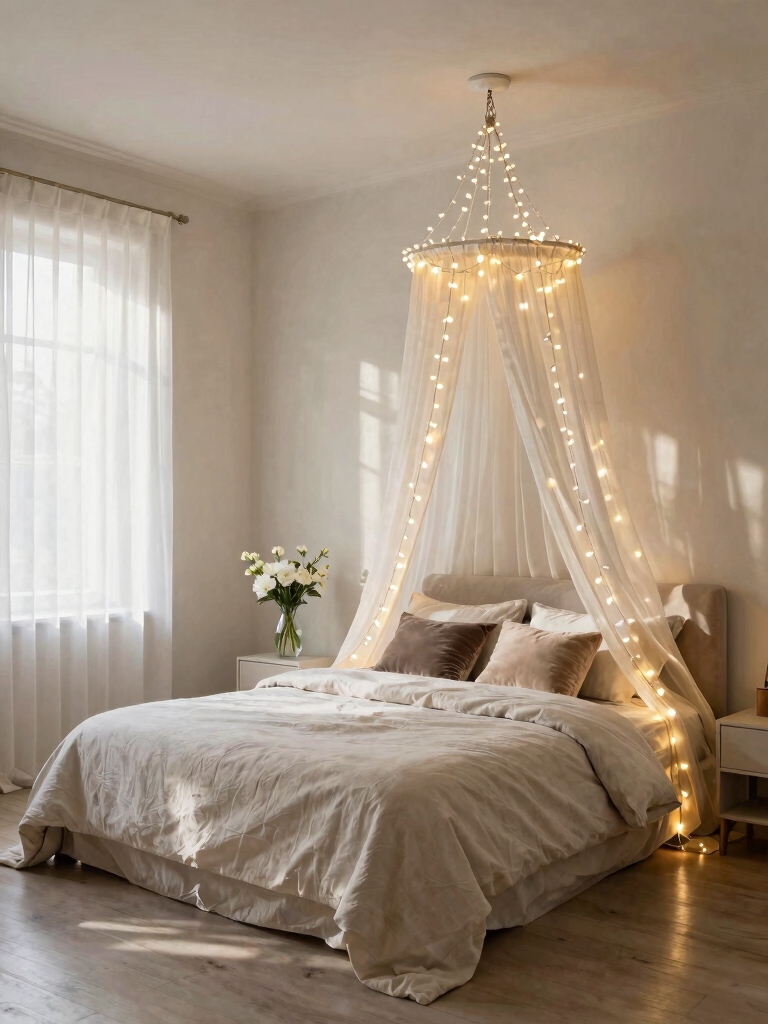 twinkling string light canopy