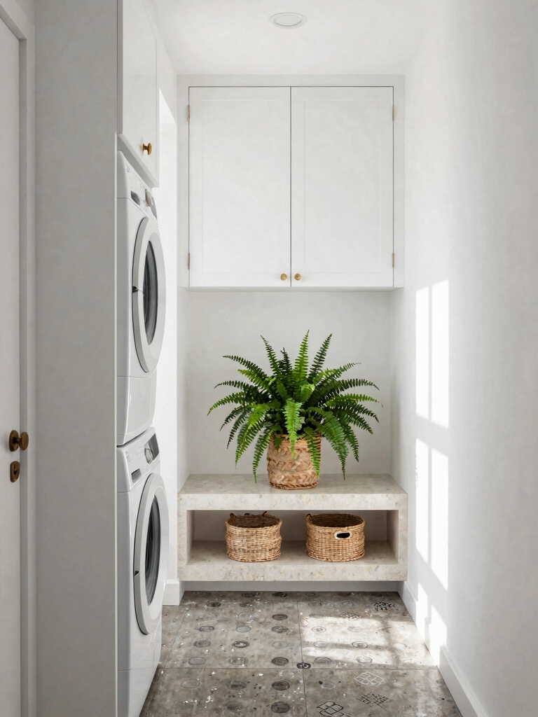 vertical storage laundry nook