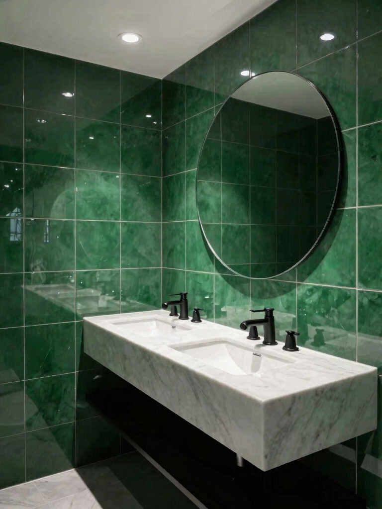 vibrant green powder room designs