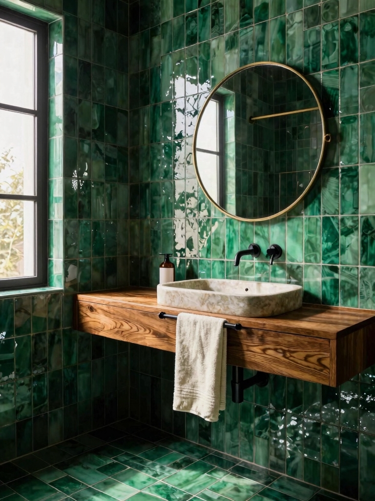 warm wood meets cool green